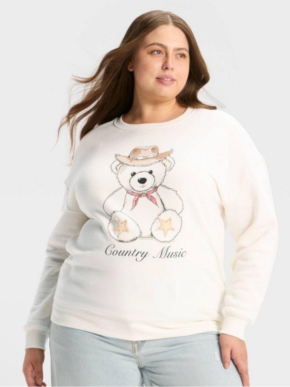 Zoe + Liv Cream 'Country Music' Bear Graphic Crewneck Sweatshirt